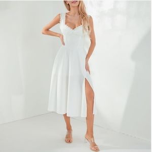 White Corset-Top Midi Dress